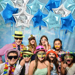 30Pcs 18 Inch Large Blue Silver Star Shape Foil Balloons Big Stars Helium Mylar