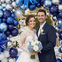 Blue White Silver Balloons Arch Kit 152Pcs with Star, Navy Light Metallic Blue S