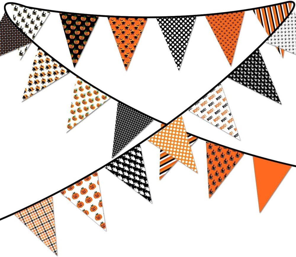 Fabric Pennant Banner for Halloween Outdoor Indoor Decorations, orange2
