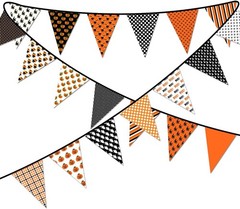 Fabric Pennant Banner for Halloween Outdoor Indoor Decorations, orange2