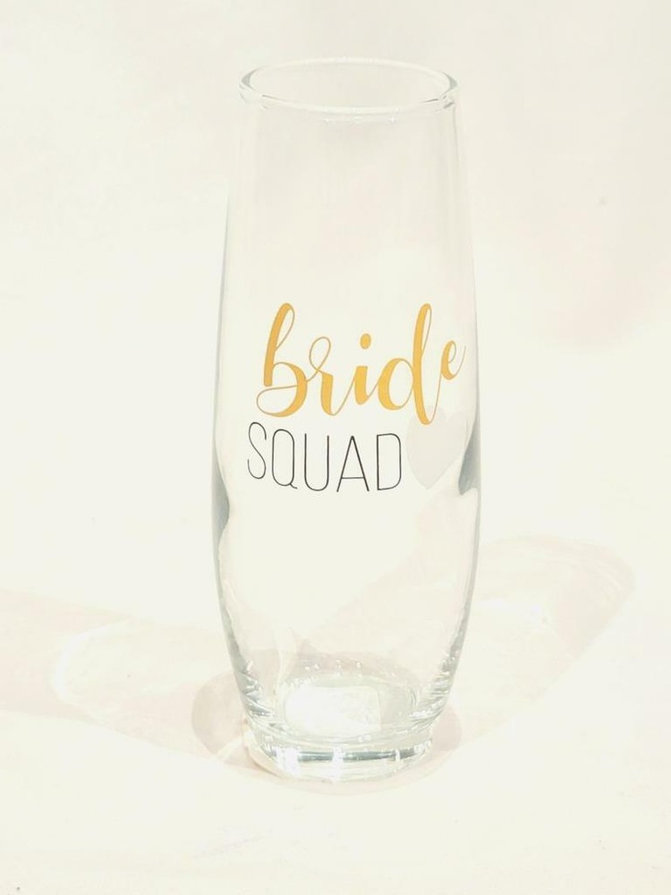 New Bridal Squad Bridal Party Bachlorette Party Stemless Wine Glass or Vase NWT