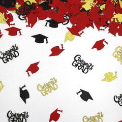 200 PCS Red Black Gold Graduation Confetti Class 2026 Glitter Table Scatters