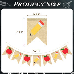 Burlap Back to School Banner, Apples Pencil Garlands Back to School Decoration,