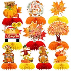 DTOFOOT 10Pcs Fall Table Decorations, Thanksgiving Honeycomb Centerpieces | A…