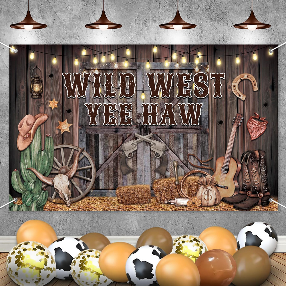 Western Party Decorations & Cowboy Party Supplies – Wild West Yee Haw Banner 5.9
