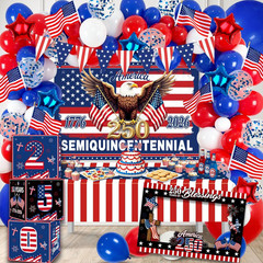 USA 250th Complete Patriotic Party Kit 170Pc Balloon Arch 4th of July Party Deco