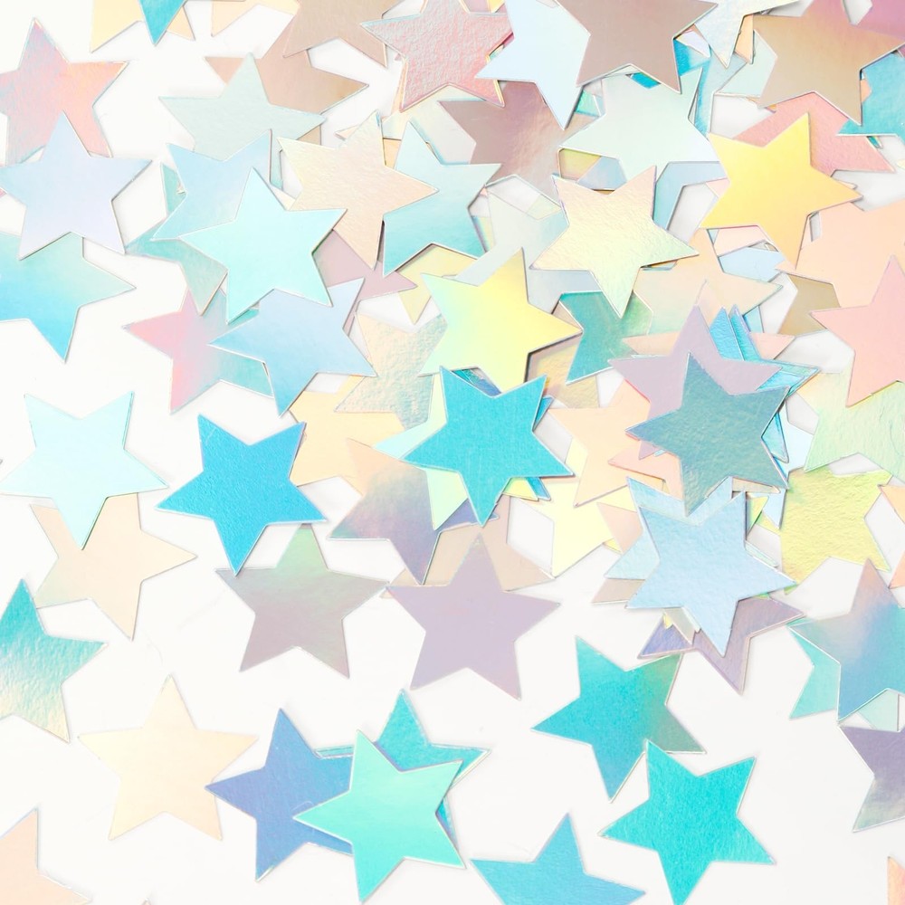 300 PCS Iridescent Disco Holographic Star Confetti Table Scatter Decor