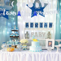 Two the Moon Birthday Decorations Silver Glitter Two the Moon Party Banner for O