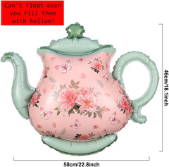 Teapot Balloon 4 Pieces 22inch Pink Green Teapot Mylar Foil Mylar Balloons for L
