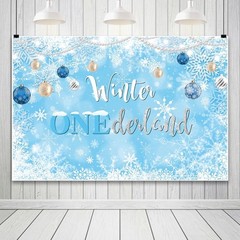 Winter Onederland Birthday Banner Snowflake Blue 70.9×43.3 Inch