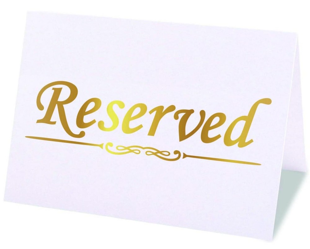10 Pack Gold Foil Reserved Table Signs for Wedding and Restaurant – Double Si…