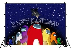 Among US HAPPY BIRTHDAY BANNER, Cloth 3ft x 5ft, New in Plastic