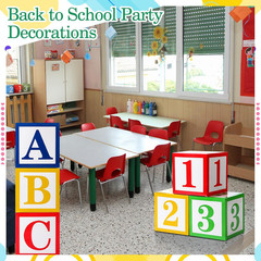 6 Pcs ABC 123 Decorations Back to School Party Decoration Cartoon Street Party D