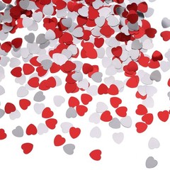 1 Ounce Red Silver Heart Confetti Metallic Valentine Wedding Party Table Decor