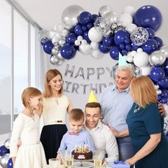 147pcs Navy Blue and Silver Balloon Garland Arch Kit, 18 12 10 5 inch Royal B…