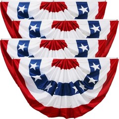 Patriotic 4th of July Bunting – 4 Pack Red, White, and Blue Pleated Fans