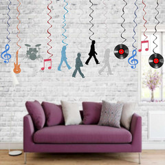 Rock and Roll Party Decorations 60S Retro Rock Music Party Streamers Hanging Swi