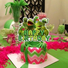 Frog Party Decorations,Kermit Frog Birthday Party Supplies Includes Banner- Cake