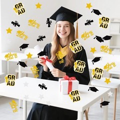 200 PCS Glitter Gold Black Graduation Confetti Class Of 2026 Table Decor