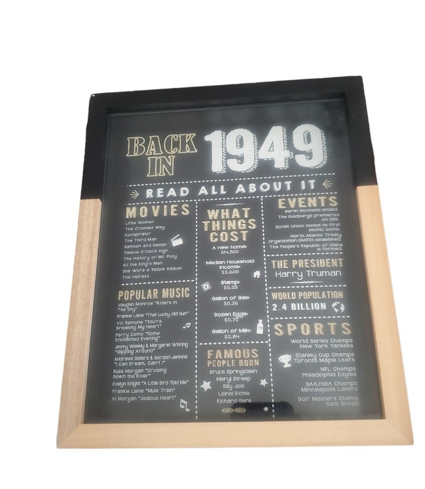 Back In 1949 Birthday Decoration Frame 9 X 11