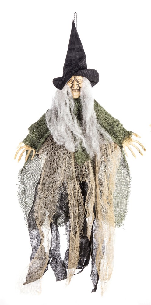 Hanging Witch On Broomstick Halloween Party Hanging Decoration Display Prop