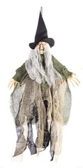 Hanging Witch On Broomstick Halloween Party Hanging Decoration Display Prop