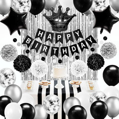 Black and Silver Birthday Party Decorations for Men Women Boys Girls Happy Birth