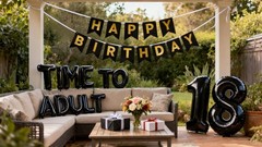 18th Birthday Decorations Black Time to Adult Balloons Banner 18th Birthday G…