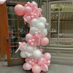 Coquette Pink Bow Balloon Arch Kit – 114pc Pastel Light Bow & White Balloon G…