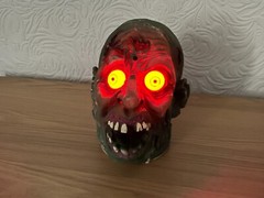 Halloween Zombie 8″ Tall Prop – Moves Lights-Up Talks -🕹️Retro Gift Idea🕹️