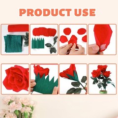 12 Rolls Bright Crepe Paper Flower DIY Kit Floral Tape 50 Iron Wire Craft