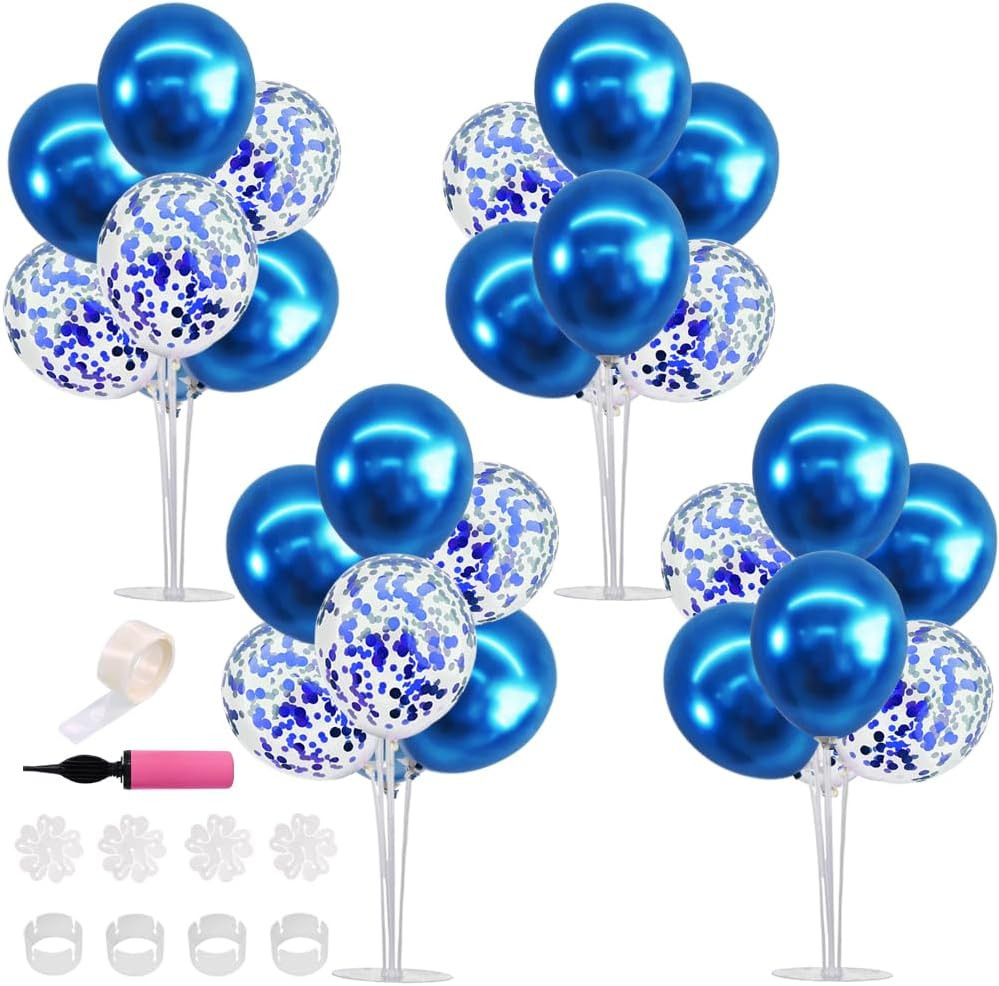 4 Set Blue Balloon Stand Centerpieces for Table,Balloon Table Stand Kit,Blue …