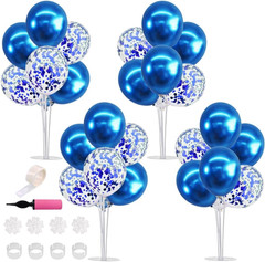 4 Set Blue Balloon Stand Centerpieces for Table,Balloon Table Stand Kit,Blue …