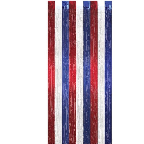 Red White and Blue Gleam N Curtain 8′ x 3′ Patriotic Supplies Decorations