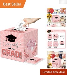 Multipurpose Pink Grad Card Box – Includes 50 Advice Cards for Celebrations