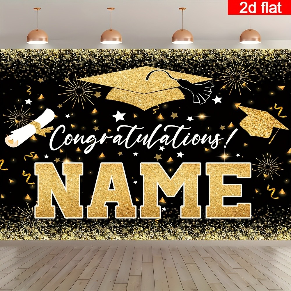 2D Flat Banner 1pc Customizable Name Class 2026 Congrats Grad Party Banner ☋
