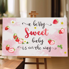 Strawberry Baby Shower Decorations, a Berry Sweet Baby Is on the Way Decal Banne