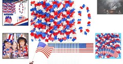 40 PCS Red White and Blue Flower Leis & Flags – Perfect 4th of July Favors