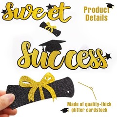 Graduation Candy Bar Labels Set – Black & Gold Dessert Buffet Decor, Sweet Succe