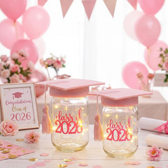 2 Pcs Pink 2026 Graduation Centerpieces for Tables, Class of 2026 Table Decorati