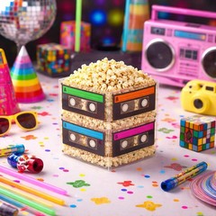 Cassette Tape Bucket Centerpiece (Pack of 4) 80s Party Supplies, 90’s Theme P…