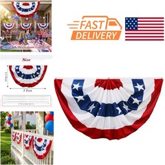 Red White Blue Bunting Flag 36 Inch for Indoor Outdoor Use Durable Material