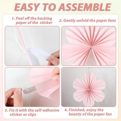 9PCS Pastel Paper Flowers Decorations Pastel Paper Fans Floral Backdrop Decor…