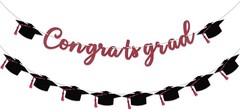 15PCS Graduation Banner 2026 Wine Glitter Congrats Grad Garland Party Decor New