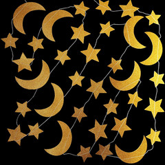 Glitter Gold Twinkle Stars Crescent Paper Garlands Hanging Decorations Honey Moo