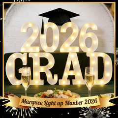2026 Graduation Decorations – 8 LED Marquee Light-Up Letters,Grad 2026″ for Pres