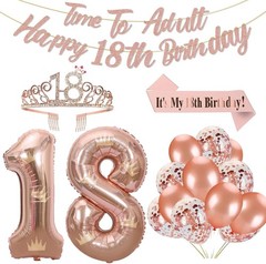 Rose Gold 18th Birthday Decorations for Girls Rose Gold 18th Birthday Banner …