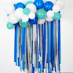 6 Rolls 1.8 Inch x 82 FT Blue Silver White Crepe Paper Streamers Party Decor