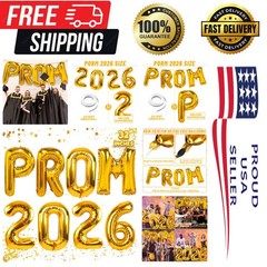Elegant Gold Mylar PROM 2026 Balloons – 32 Inches of Joy for Your Celebration