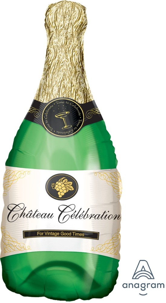 SuperShape XL 39″ Champagne Bubbly Wine Bottle Foil Mylar Balloon 04949 Anagram